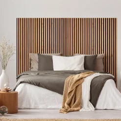Rouleau revêtement adhésif vinyle au mètre - Sticker mural tête de lit - LATTES DE BOIS CONTEMPORAINES - 120x160cm