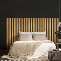 Rouleau revêtement adhésif vinyle au mètre - Sticker mural tête de lit - LATTES DE BOIS CONTEMPORAINES - 120x200cm
