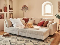 Rune - pouf modulable - en velours côtelé - Lisa Design