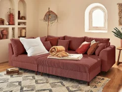 Rune - pouf modulable - en velours côtelé - Lisa Design