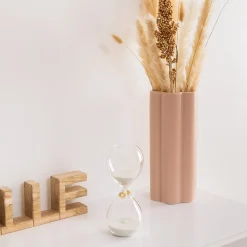 Sablier en verre Floral H20cm - Rose- Atmosphera
