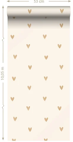 Sanders & Sanders papier peint coeurs beige et or - 53 cm x 10.05 m - 935268