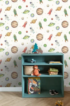 Sanders & Sanders papier peint Univers blanc, vert et rouge - 53 cm x 10.05 m - 935346