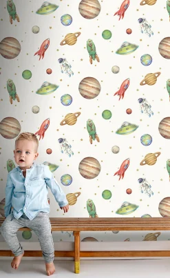 Sanders & Sanders papier peint Univers blanc, vert et rouge - 53 cm x 10.05 m - 935346