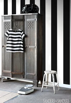 Sanders & Sanders papier peint à rayures noir et blanc - 53 cm x 10.05 m - 935221