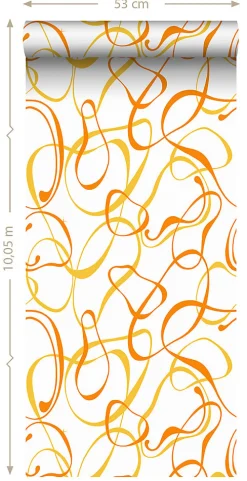 Sanders & Sanders papier peint motif figurativ blanc, jaune et orange - 50 x 900 cm - 935275