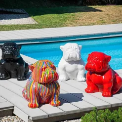 Sculpture contemporaine bulldog 40cm noir