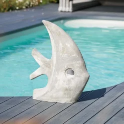 Sculpture contemporaine poisson 78 cm gris