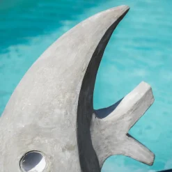 Sculpture contemporaine poisson 78 cm gris