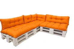 Set 7 coussins palette assises 120x80 dossiers 120x40 kit coussins canapé de jardin Orange coussins pour mobilier de jardin