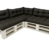 Set 7 coussins palette assises 120x80 dossiers 120x40 kit coussins canapé de jardin Noir coussins pour mobilier de jardin