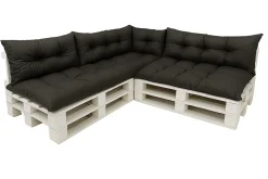 Set 7 coussins palette assises 120x80 dossiers 120x40 kit coussins canapé de jardin Noir coussins pour mobilier de jardin
