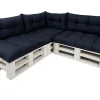 Set 7 coussins palette assises 120x60 dossiers + 120x40 kit coussins canapé de jardin Bleu coussins pour mobilier de jardin