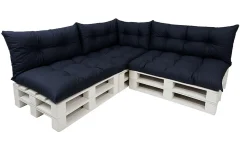 Set 7 coussins palette assises 120x60 dossiers + 120x40 kit coussins canapé de jardin Bleu coussins pour mobilier de jardin
