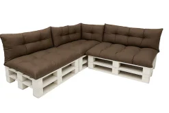 Set 7 coussins palette assises 120x80 dossiers 120x40 kit coussins canapé de jardin Marron coussins pour mobilier de jardin