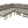 Set 7 coussins palette assises 120x50 dossiers + 120x40 kit coussins canapé de jardin Gris coussins pour mobilier de jardin
