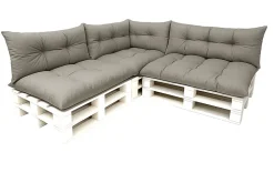 Set 7 coussins palette assises 120x50 dossiers + 120x40 kit coussins canapé de jardin Gris coussins pour mobilier de jardin