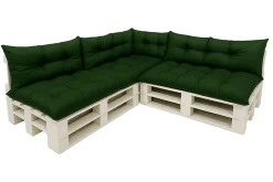 Set 7 coussins palette assises 120x50 dossiers + 120x40 kit coussins canapé de jardin Vert coussins pour mobilier de jardin