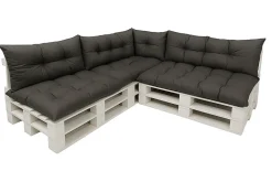 Set 7 coussins palette, assises 120x80 dossiers + 120x40 kit coussins canapé de jardin Anthracite coussins pour mobilier de jardin