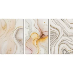 Set 3 Panneaux Toile Tendue 2cm Épaisseur Wallfluent 40x60 cm Motifs Abstraits Chauds Art Mural Moderne