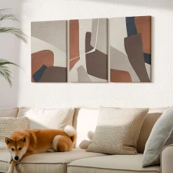 Set 3 Panneaux Toile Tendue 2cm Épaisseur Wallfluent 40x60 cm Structures Modernes Abstraites Art Mural Moderne