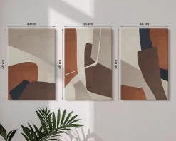 Set 3 Panneaux Toile Tendue 2cm Épaisseur Wallfluent 40x60 cm Structures Modernes Abstraites Art Mural Moderne