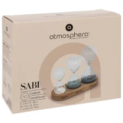 Set 3 sabliers H.15cm verre avec plateau bois - Atmosphera