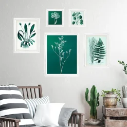 Set 5 tableaux Vinyl Way Dada Art feuilles vert L.90 x l.60 cm