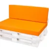 Set coussins palette 120x80 / 120x50cm Orange Coussins de jardin avec housses amovibles pour une utilisation int/ext.