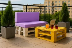 Set coussins palette 120x50 / 120x50cm Violet clair Coussins de jardin avec housses amovibles pour une utilisation int/ext.