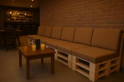 Set coussins palette 120x60 / 120x50cm Beige Coussins de jardin avec housses amovibles pour une utilisation int/ext.