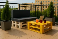 Set coussins palette 120x60 / 120x40cm Anthracite Coussins de jardin avec housses amovibles pour une utilisation int/ext.