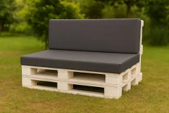 Set coussins palette 120x60 / 120x40cm Anthracite Coussins de jardin avec housses amovibles pour une utilisation int/ext.