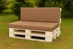 Set coussins palette 120x50 / 120x40cm Beige Coussins de jardin avec housses amovibles pour une utilisation int/ext.