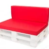 Set coussins palette 120x50 / 120x40cm Rouge Coussins de jardin avec housses amovibles pour une utilisation int/ext.