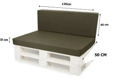 Set coussins palette 120x50 / 120x40cm Vert Coussins de jardin avec housses amovibles pour une utilisation int/ext.