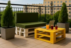 Set coussins palette 120x50 / 120x40cm Vert Coussins de jardin avec housses amovibles pour une utilisation int/ext.