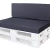 Set coussins palette 120x80 / 120x50cm Bleu foncé Coussins de jardin avec housses amovibles pour une utilisation int/ext.