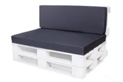 Set coussins palette 120x80 / 120x50cm Bleu foncé Coussins de jardin avec housses amovibles pour une utilisation int/ext.