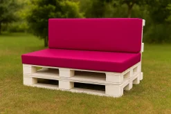 Set coussins palette 120x60 / 120x40cm Rose Coussins de jardin avec housses amovibles pour une utilisation int/ext.