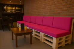 Set coussins palette 120x60 / 120x40cm Rose Coussins de jardin avec housses amovibles pour une utilisation int/ext.