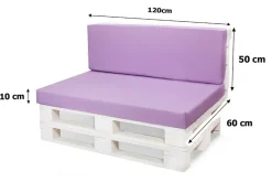 Set coussins palette 120x60 / 120x50cm Violet clair Coussins de jardin avec housses amovibles pour une utilisation int/ext.