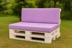 Set coussins palette 120x60 / 120x50cm Violet clair Coussins de jardin avec housses amovibles pour une utilisation int/ext.