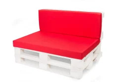 Set coussins palette 120x50 / 120x50cm Rouge Coussins de jardin avec housses amovibles pour une utilisation int/ext.