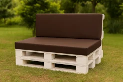 Set coussins palette 120x60 / 120x40cm Marron Coussins de jardin avec housses amovibles pour une utilisation int/ext.