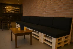 Set coussins palette 120x50 / 120x40cm Noir Coussins de jardin avec housses amovibles pour une utilisation int/ext.
