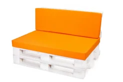 Set coussins palette 120x80 / 120x40cm Orange Coussins de jardin avec housses amovibles pour une utilisation int/ext.