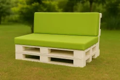 Set coussins palette 120x60 / 120x50cm Citron vert Coussins de jardin avec housses amovibles pour une utilisation int/ext.