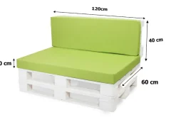 Set coussins palette 120x60 / 120x40cm Citron vert Coussins de jardin avec housses amovibles pour une utilisation int/ext.