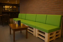 Set coussins palette 120x60 / 120x40cm Citron vert Coussins de jardin avec housses amovibles pour une utilisation int/ext.